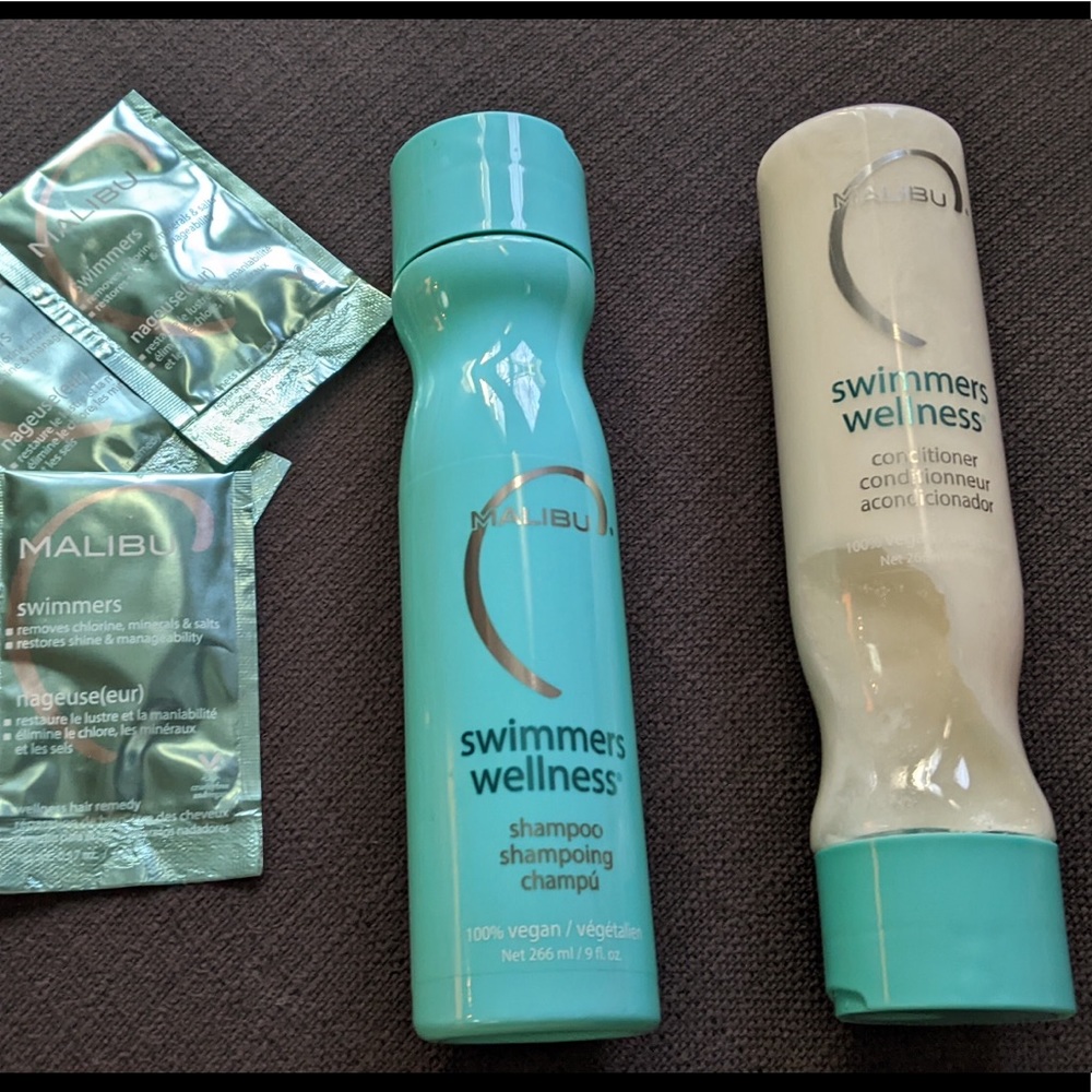 Malibu C swimmers wellness shampoo & conditioner + 4 bonus wipes NEW